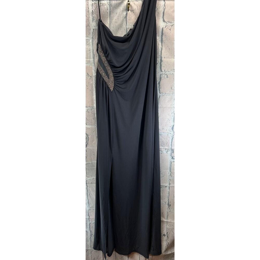 Calvin Klein Beaded Details One Shoulder Dark Gray Maxi Woman Dress Size 16 $298 - Picture 6 of 14